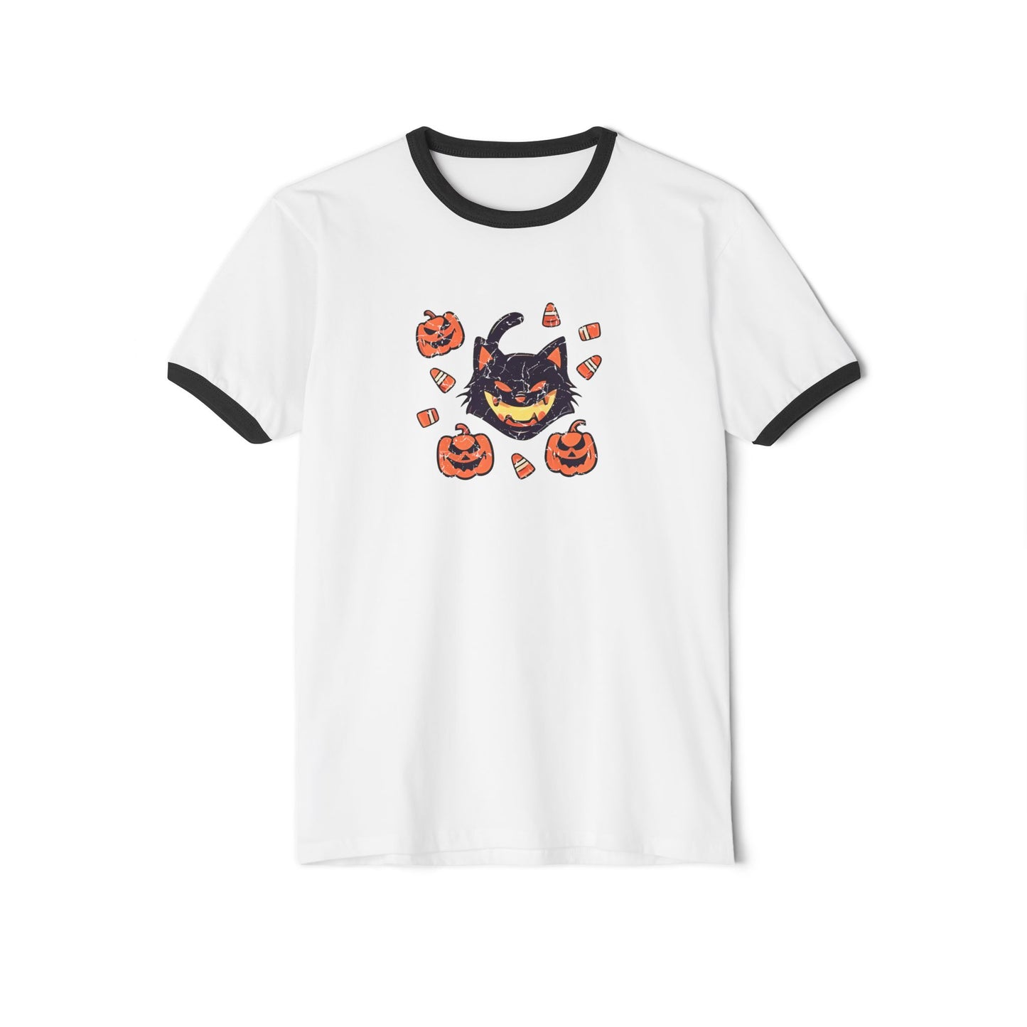 Vintage Black Cat Ringer T-Shirt