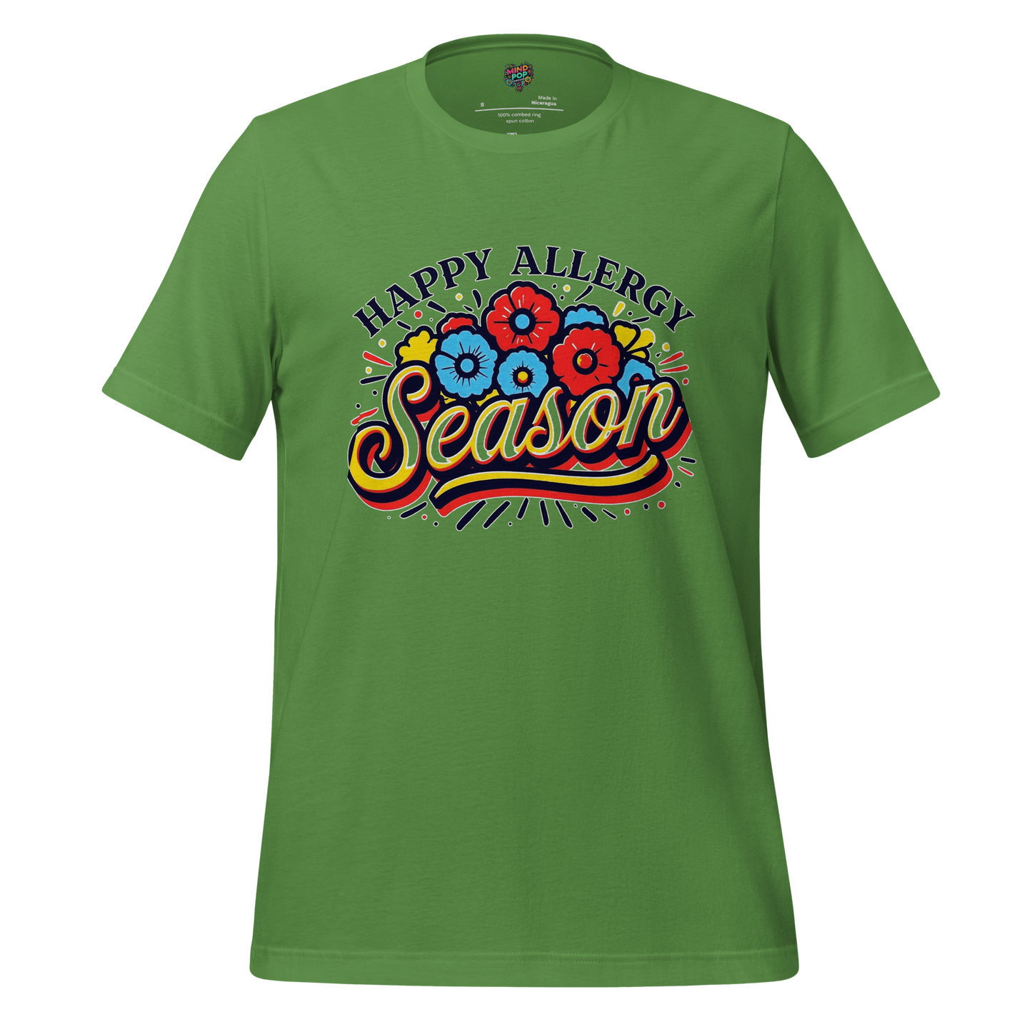 Text design reading “Happy Allergy Season” with sarcastic tone — funny spring shirt for the sneezy, itchy, and emotionally fragile