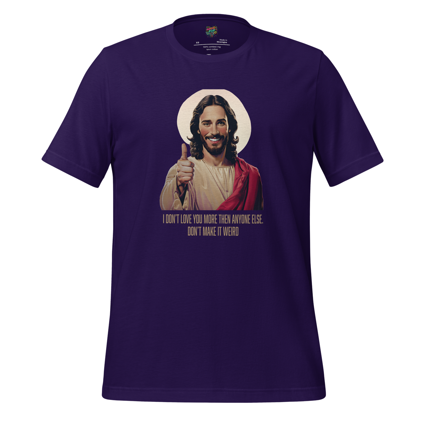 Bold text reading “Jesus Don’t Make It Weird” with subtle religious flair — irreverent design for spiritual rebels with a sense of humor