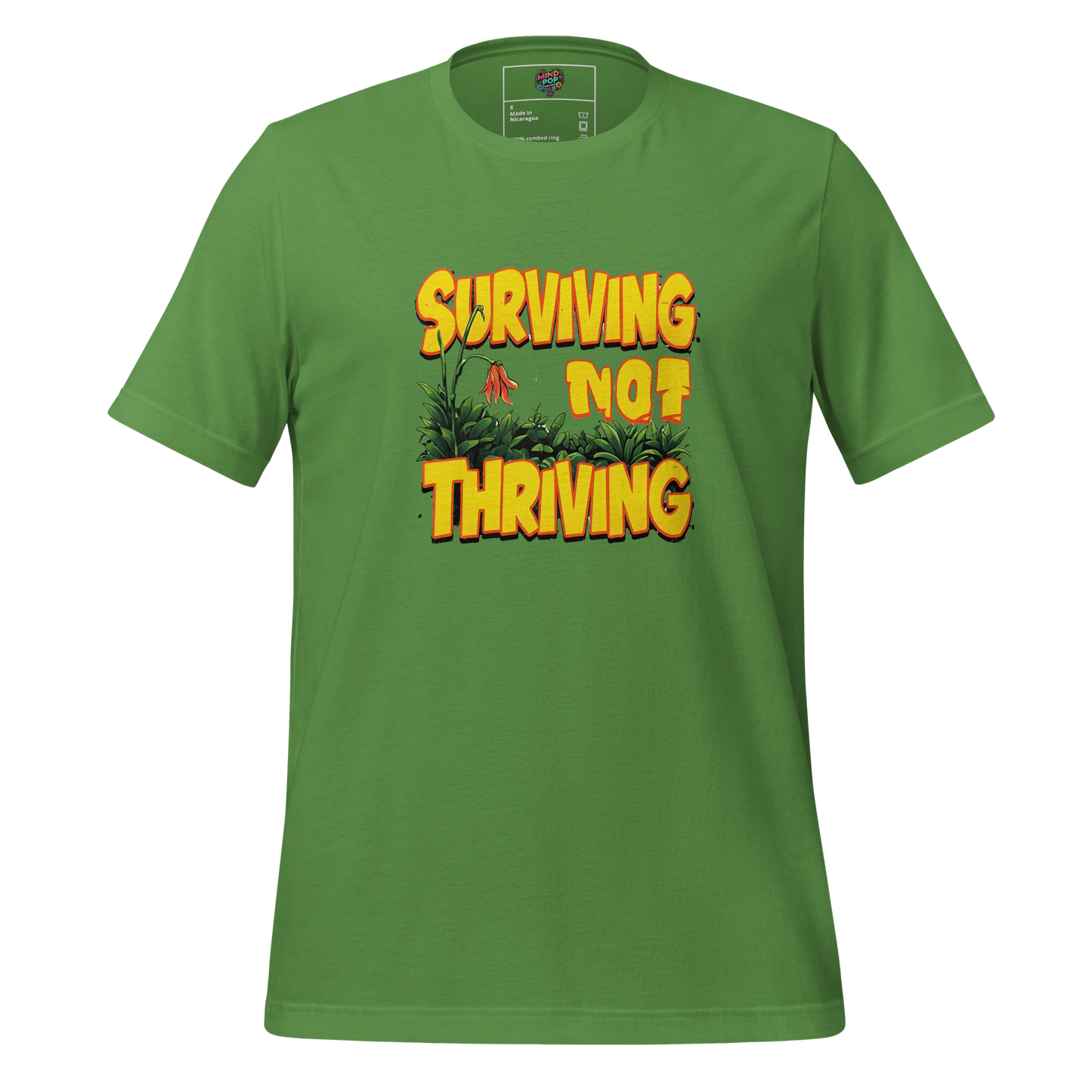 Bold text reading “Surviving Not Thriving” — funny burnout tee for the overworked, emotionally exhausted, and just-holding-it-together crowd