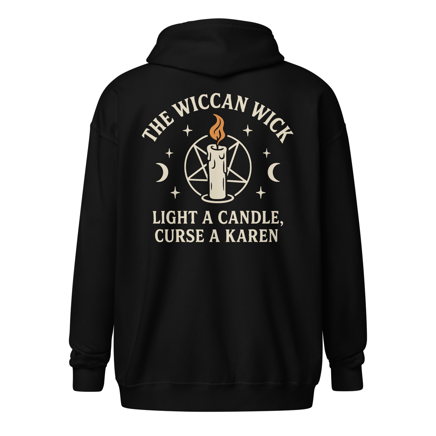 Funny witch-themed zip-up hoodie for candle lovers and seasonal spellcasters — perfect for spiritual shoppers and fall-obsessed witches