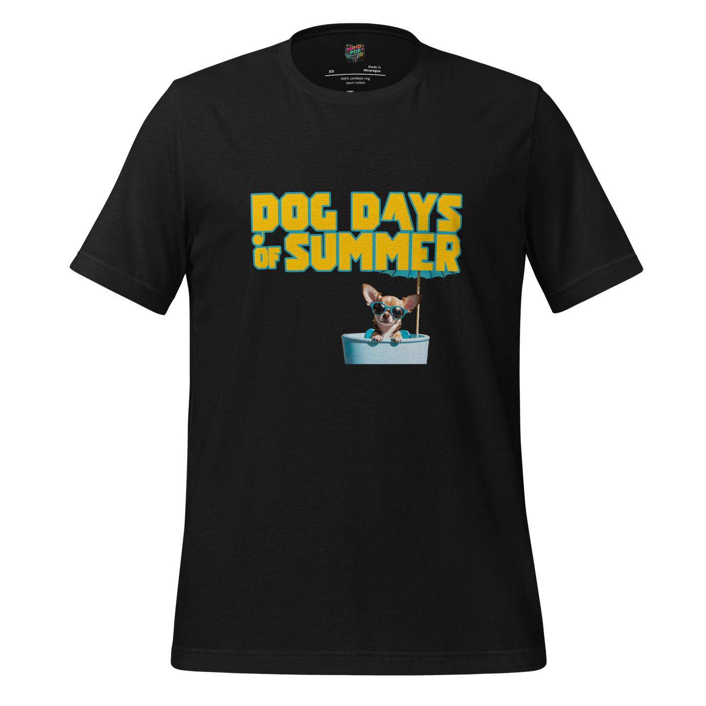 Cartoon teacup chihuahua in sunglasses with confident pose — funny summer dog shirt for tiny divas with oversized attitudes