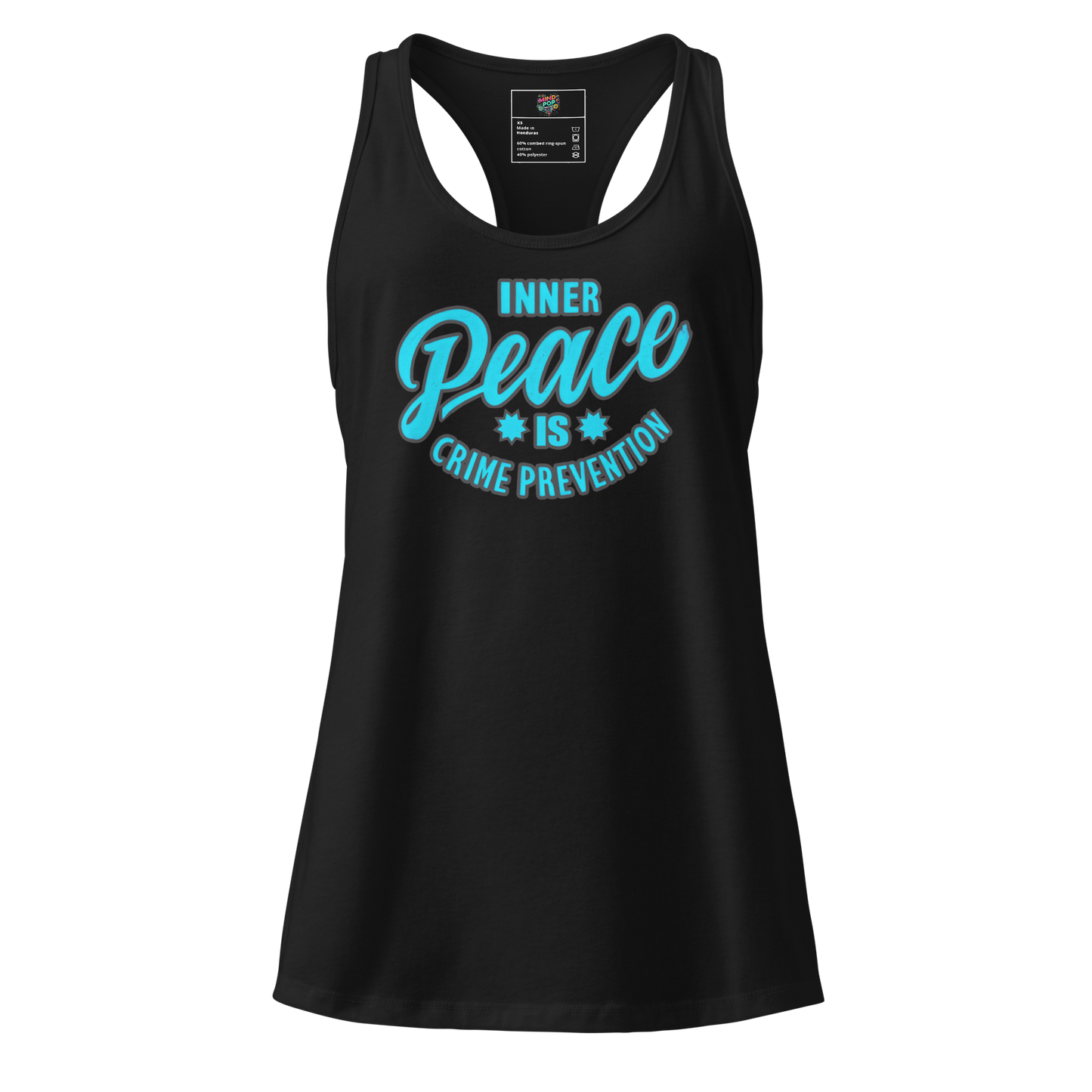 Inner Peace is Crime Prevention fitted racerback tank top