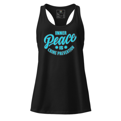 Inner Peace is Crime Prevention fitted racerback tank top