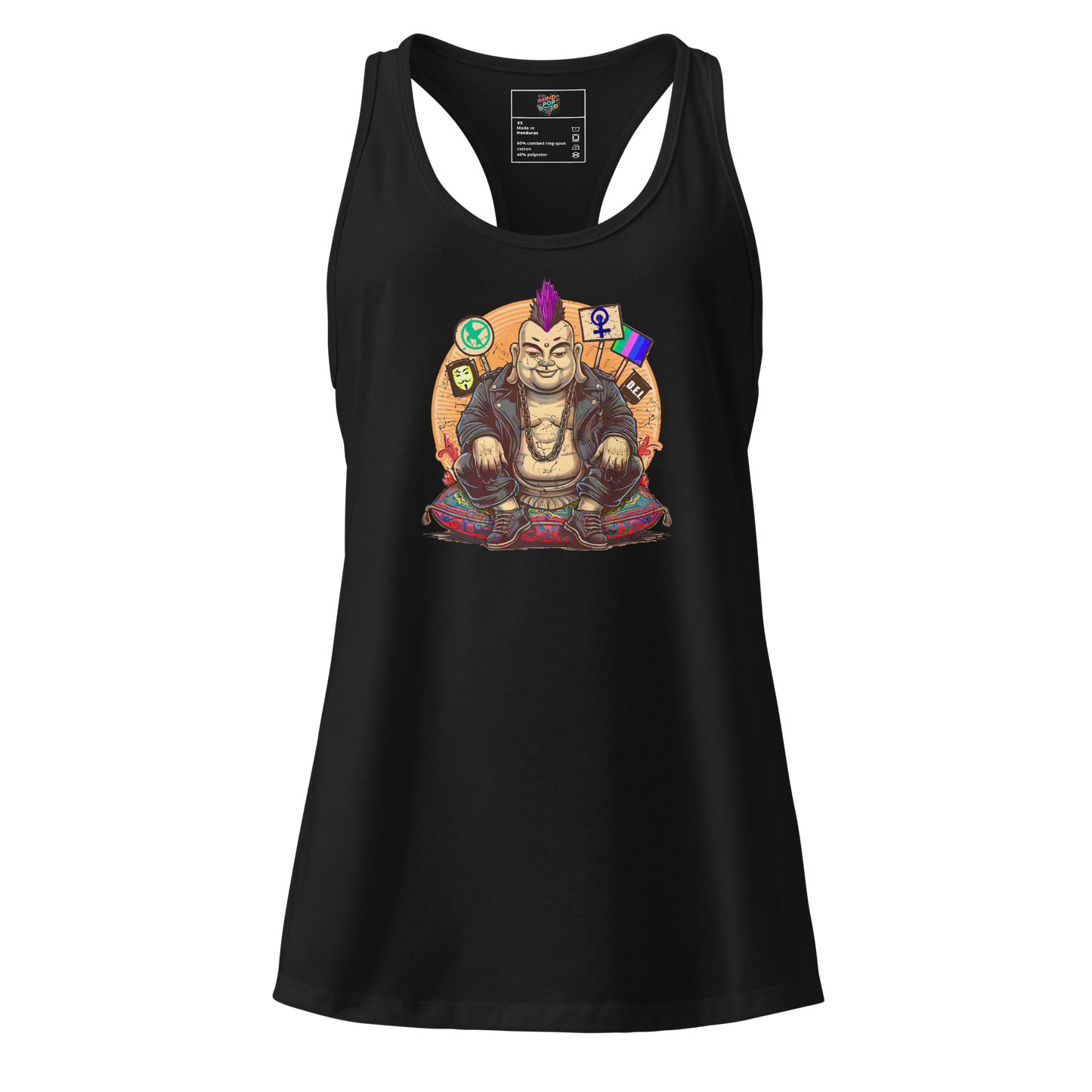 Enlightened Sit-In Punk Buddha fitted racerback tank top