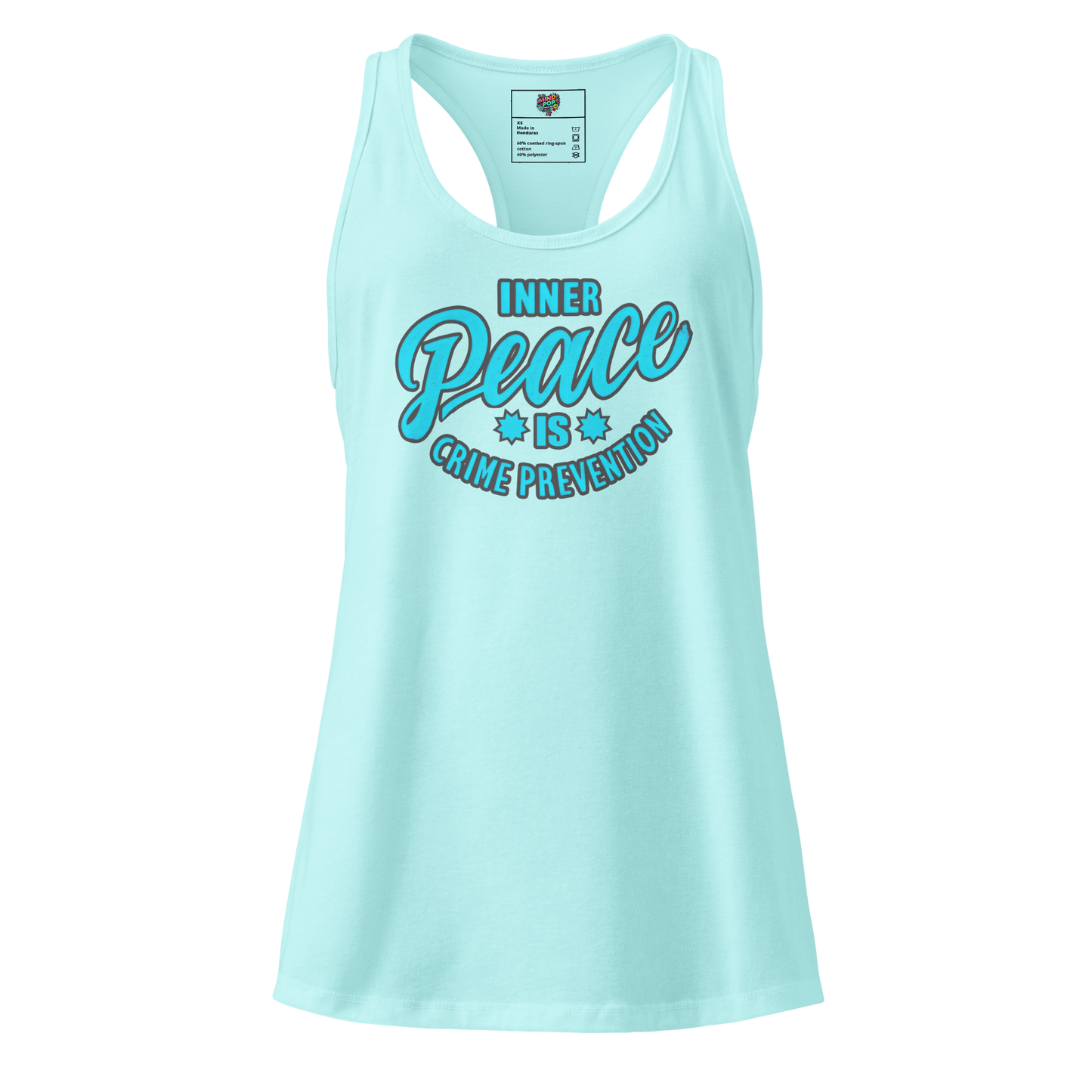 Inner Peace is Crime Prevention fitted racerback tank top