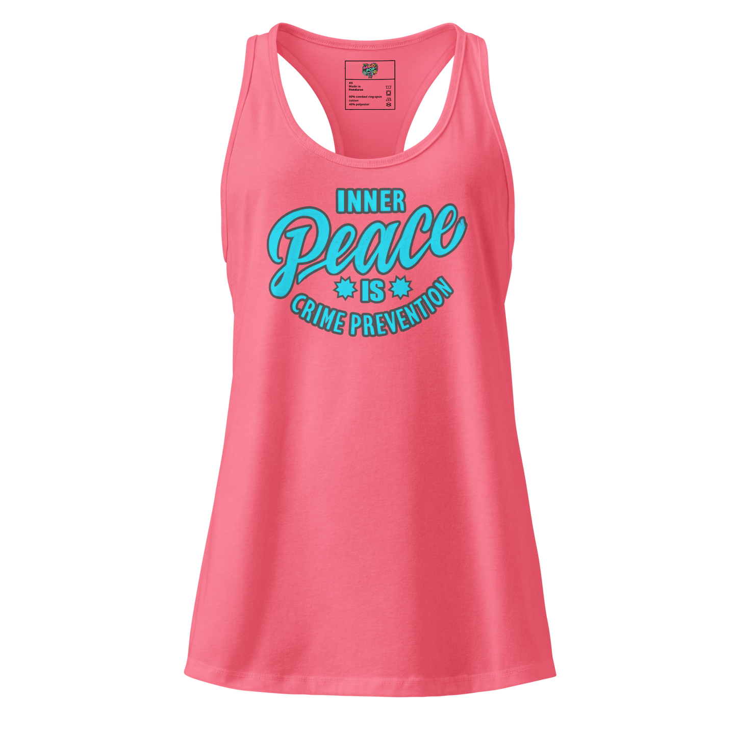 Inner Peace is Crime Prevention fitted racerback tank top