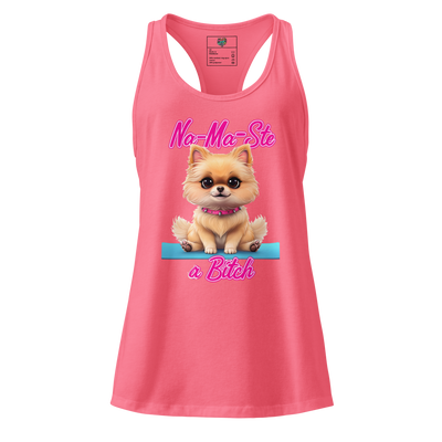 Na-Ma-Ste a Bitch Pom Pom Puppy fitted racerback tank top