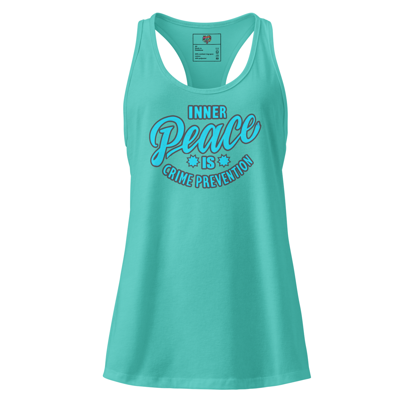 Inner Peace is Crime Prevention fitted racerback tank top