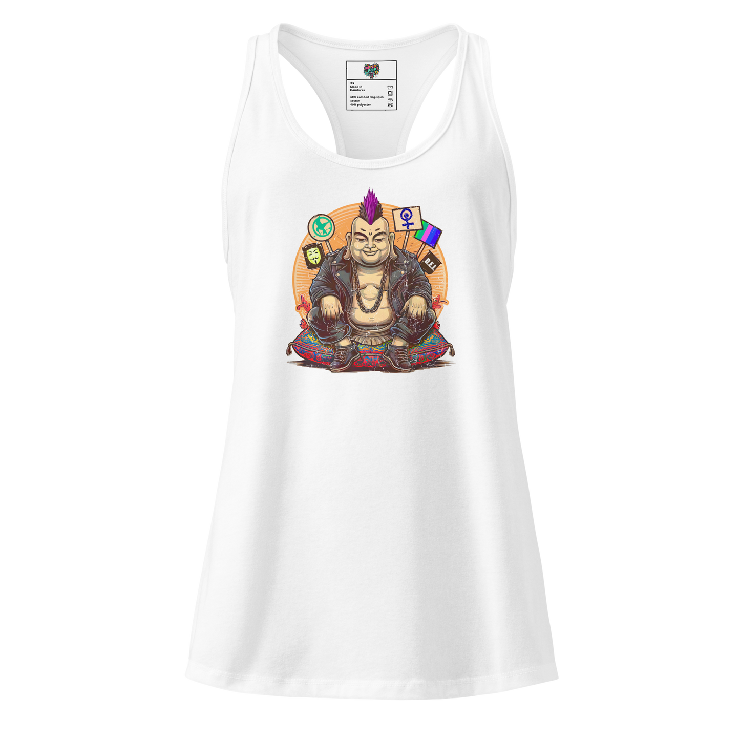Enlightened Sit-In Punk Buddha fitted racerback tank top