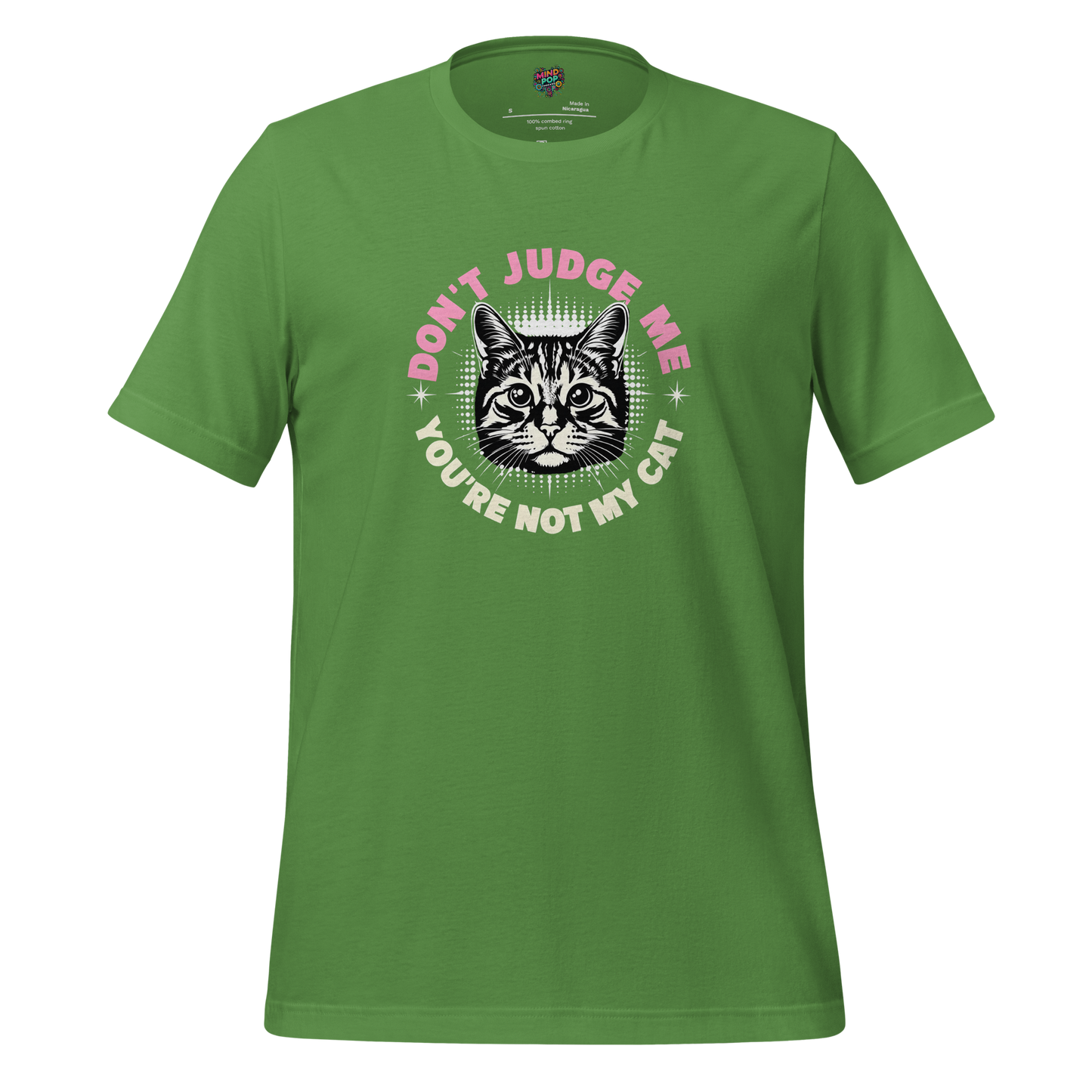 Grumpy cartoon cat with judgmental stare — funny shirt for emotionally unstable introverts who only care what their cat thinks