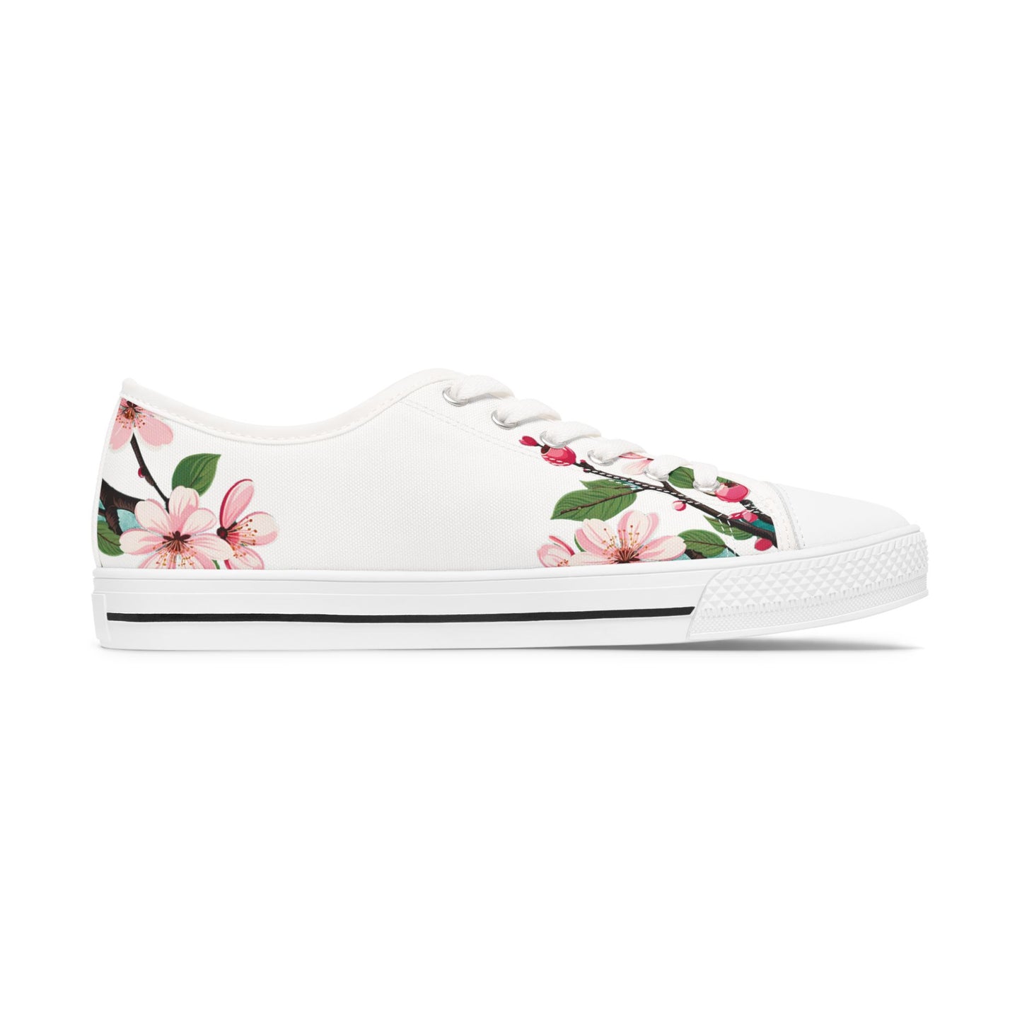 White Wedding Cherry Blossoms Women's Low Top