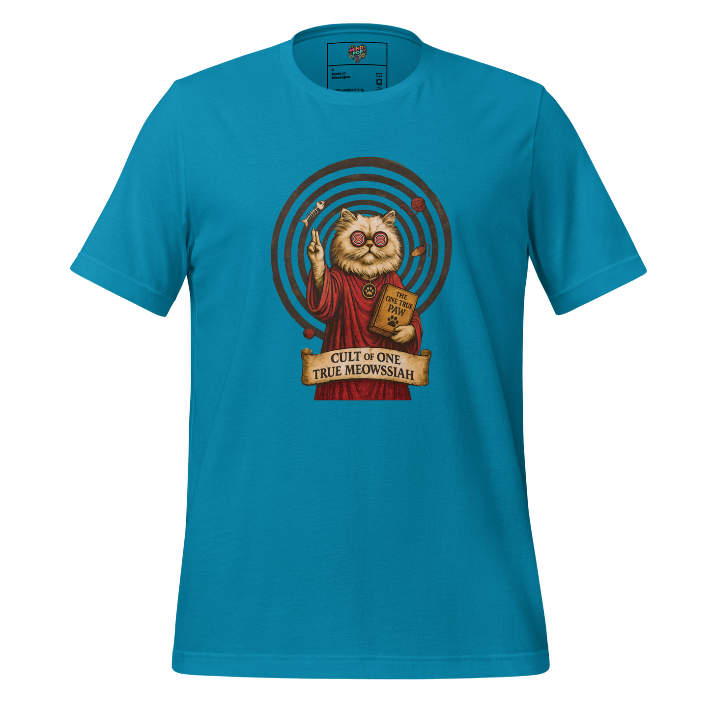 Cult-style cat shirt with bold graphic reading “Bow to the Meow” — for cat lovers who know who’s in charge