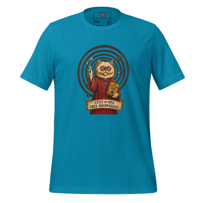 Cult-style cat shirt with bold graphic reading “Bow to the Meow” — for cat lovers who know who’s in charge