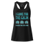 Fitted racerback yoga tank with distressed text reading “I Came for the Calm, Stayed for the Core” — funny workout shirt for sarcastic yogis

