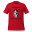Smug cartoon cat causing destruction in a Christmas tree — funny holiday shirt for cat lovers and festive chaos enthusiasts
