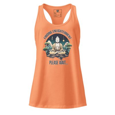 Fitted racerback tank top with serene Buddha sitting in a garden — peaceful spiritual design for zen seekers and calm cultivators

