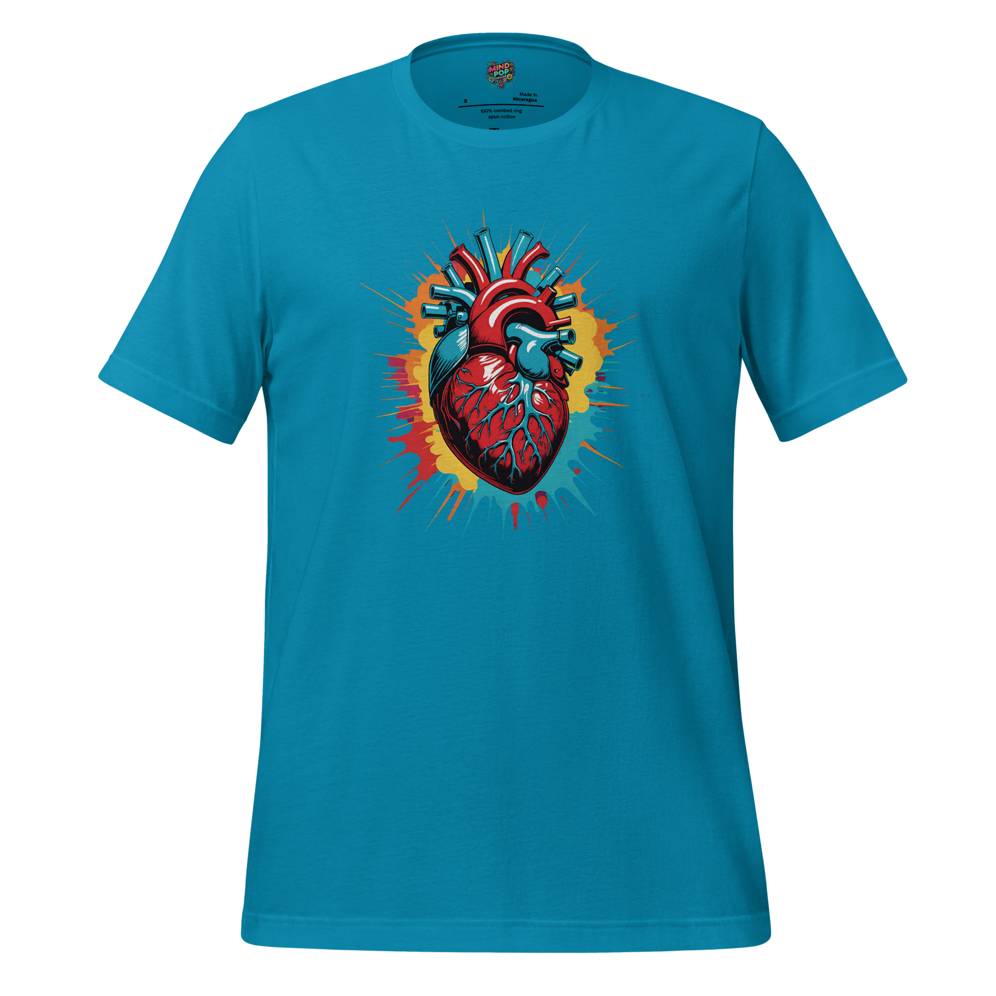 Graphic-only design of a heart bursting in cartoon-style explosion — bold visual mix of love, drama, and emotional combustion
