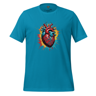 Graphic-only design of a heart bursting in cartoon-style explosion — bold visual mix of love, drama, and emotional combustion
