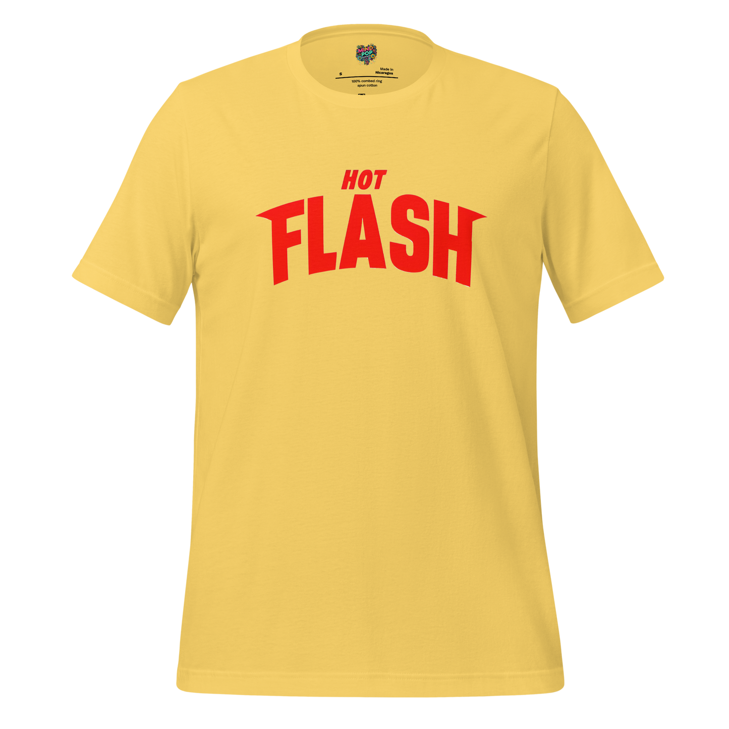 Retro football jersey-style text reading “Hot Flash” — bold menopausal power design with athletic flair and midlife heatwave energy