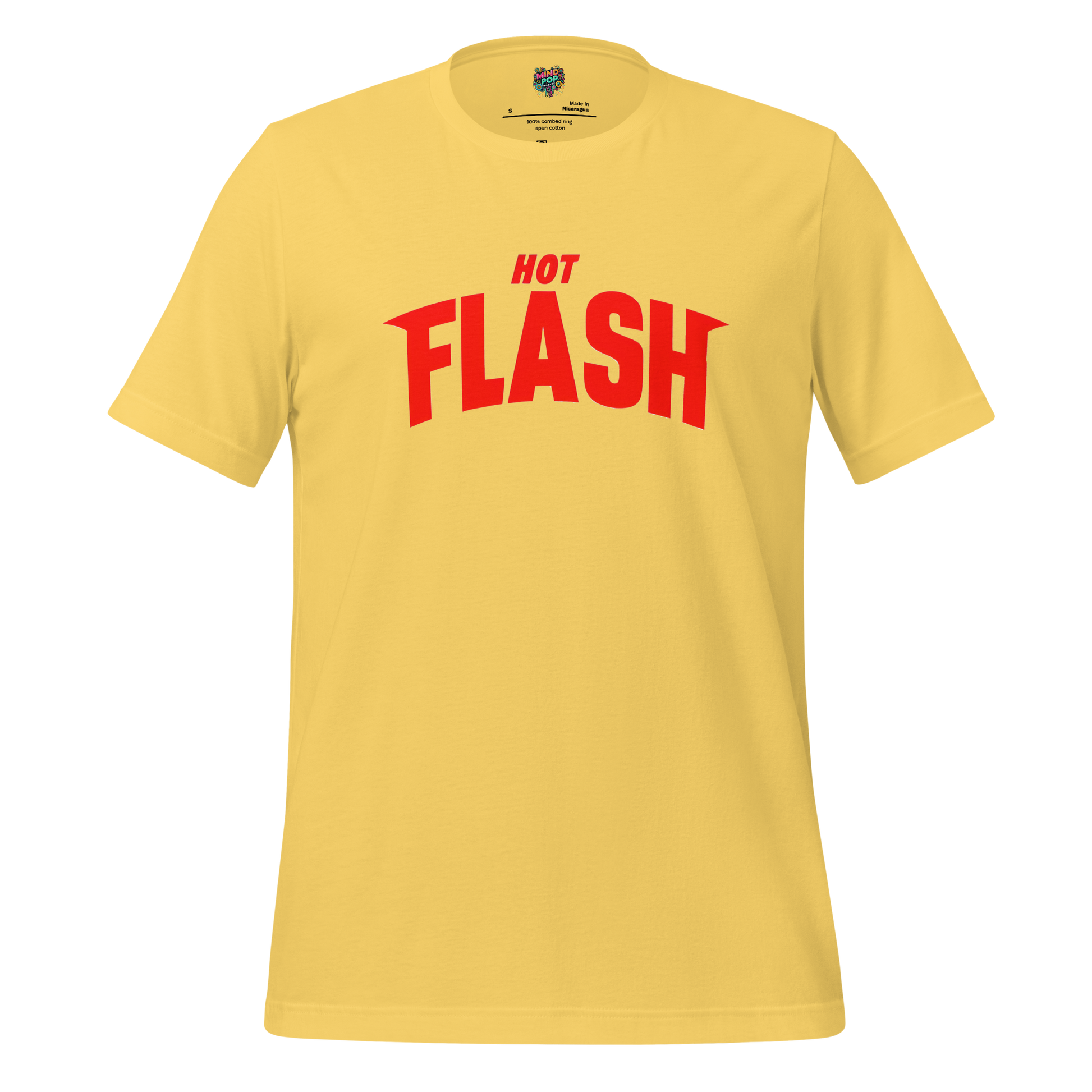 Retro football jersey-style text reading “Hot Flash” — bold menopausal power design with athletic flair and midlife heatwave energy