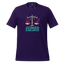 Egyptian-inspired shirt featuring a stylized feather of Ma’at and the phrase “Judged and Balanced” — funny yet spiritual tee for truth seekers and accountability queens