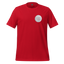 Funny minimalist shirt with a single cartoon pin design, parodying workplace flair requirements with deadpan style