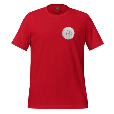Funny minimalist shirt with a single cartoon pin design, parodying workplace flair requirements with deadpan style