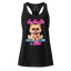 Fitted racerback tank top with cartoon Pomeranian in yoga pose and text “Na-Ma-Stay a Bitch” — funny dog yoga shirt with attitude and fluff


