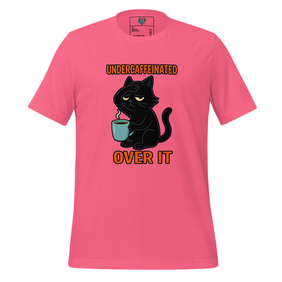 Grumpy cartoon cat with coffee cup and deadpan expression — burnout design for the emotionally unavailable and caffeine-dependent
