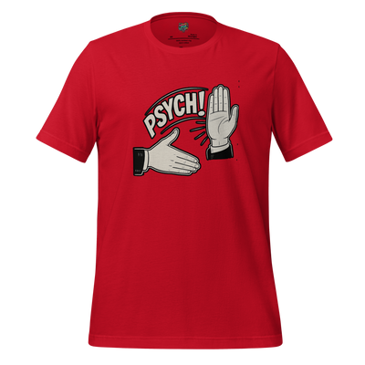 Bold retro-style text reading “Psych!” with a nostalgic 90s vibe — funny throwback graphic for Gen X and elder millennial mischief-makers
