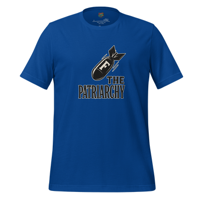 Feminist protest shirt featuring the phrase “Resist the Patriarchy” with a single cartoon-style F-bomb falling onto the word “Patriarchy” — bold graphic tee for modern resistance