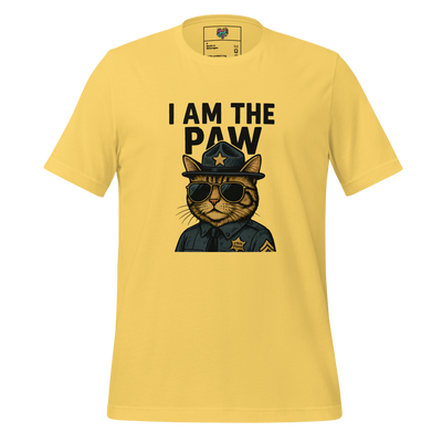 Cat shirt with bold text “Respect the Paw” featuring a commanding paw graphic—perfect for feline overlords and their subjects