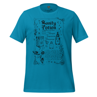 Vintage apothecary-style spell book labeled “Sanity Sold Separately” with potion vibes — witchy hormone humor for the magically unhinged