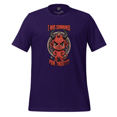 Grumpy cartoon demon with annoyed expression and text “I Was Summoned for THIS?” — sarcastic hellspawn humor for petty earthly problems
