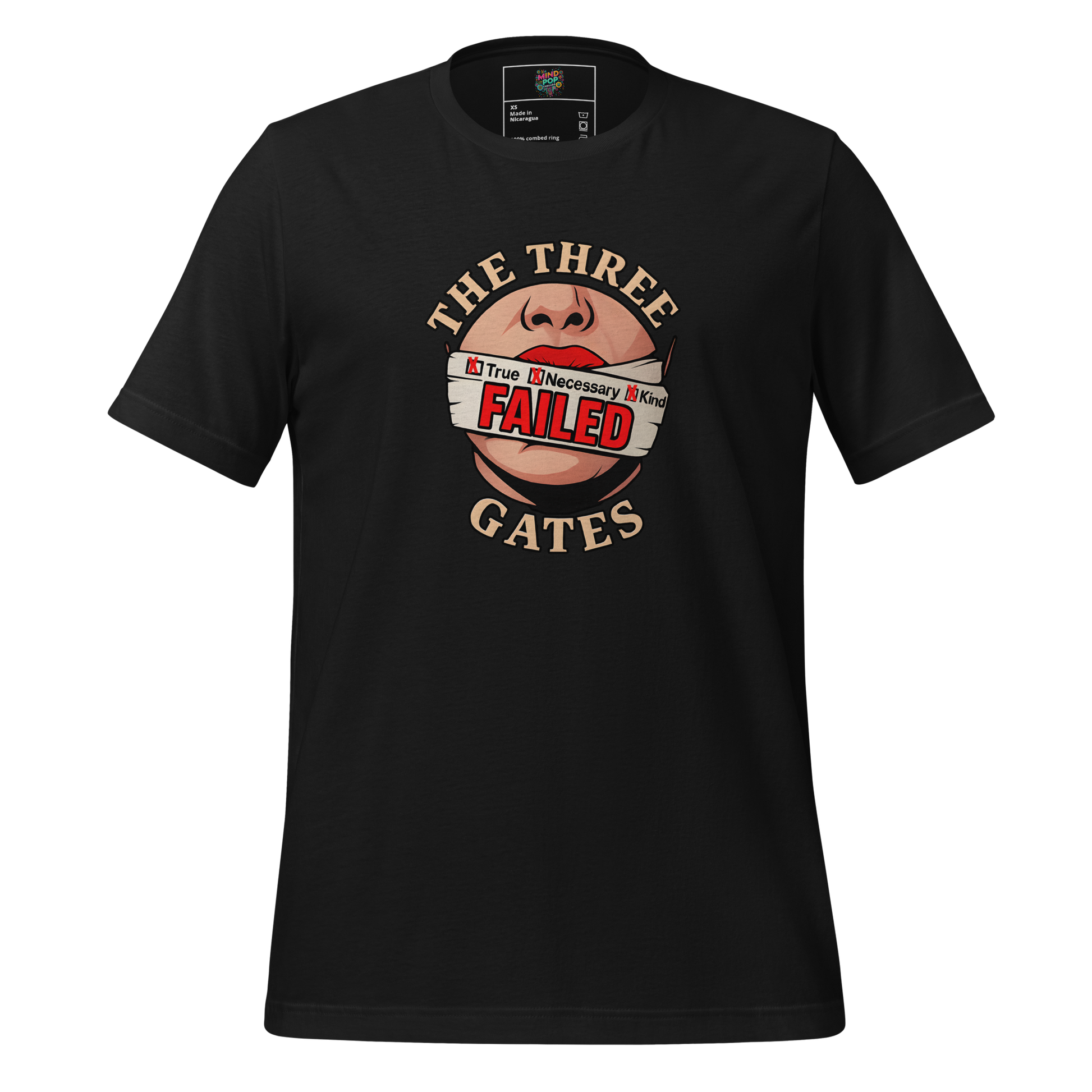 Mindfulness shirt featuring the Three Gates quote: “Is it True? Is it Necessary? Is it Kind?” — minimalist spiritual tee for intentional speech and quiet rebellion
