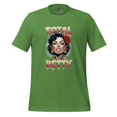 Chola-style Latina beauty blowing bubble gum with bold “Total Betty” text — nostalgic street-inspired design full of confidence and attitude
