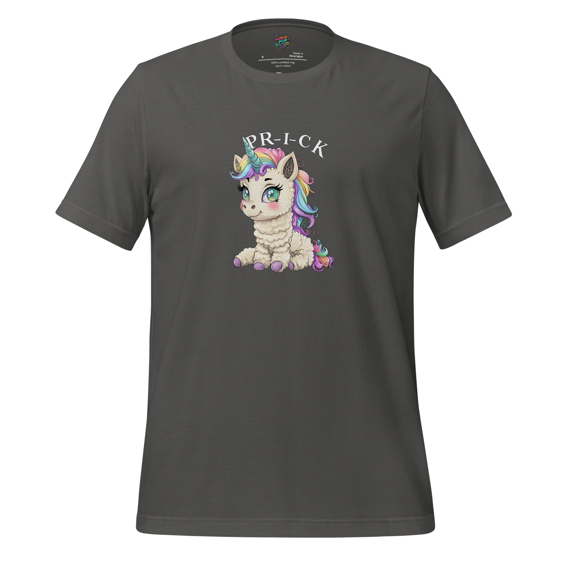 Funny unicorn shirt with bold cartoon unicorn and the phrase “Unicorn Prick” — fantasy humor tee with sarcastic flair for fierce and fabulous folks
