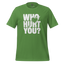 Bold deadpan shirt with large block text reading “Who Hurt You” — sarcastic tee for emotionally unavailable adults and professional deflectors