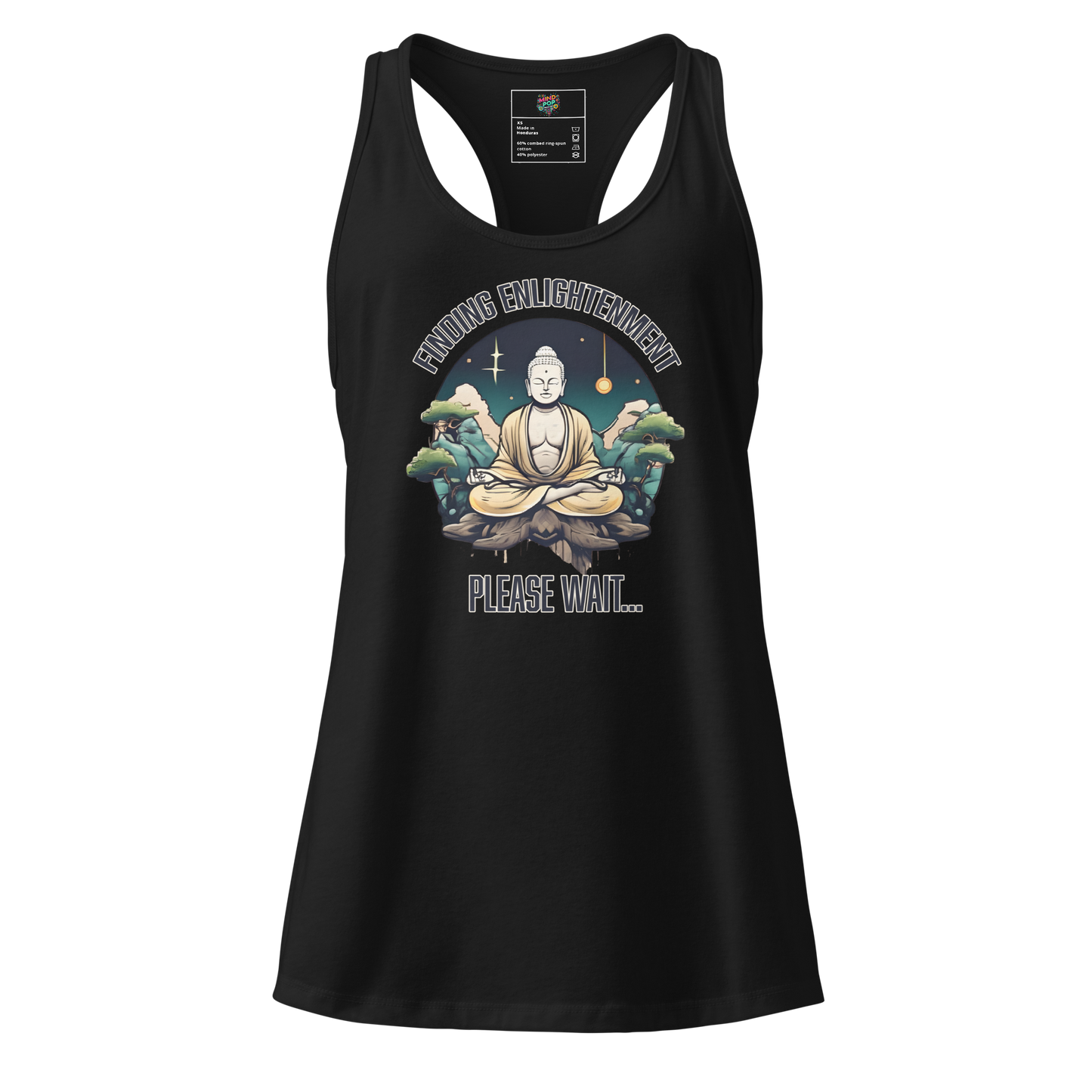 Finding Enlightenment (Buddha in Garden) fitted racerback tank top