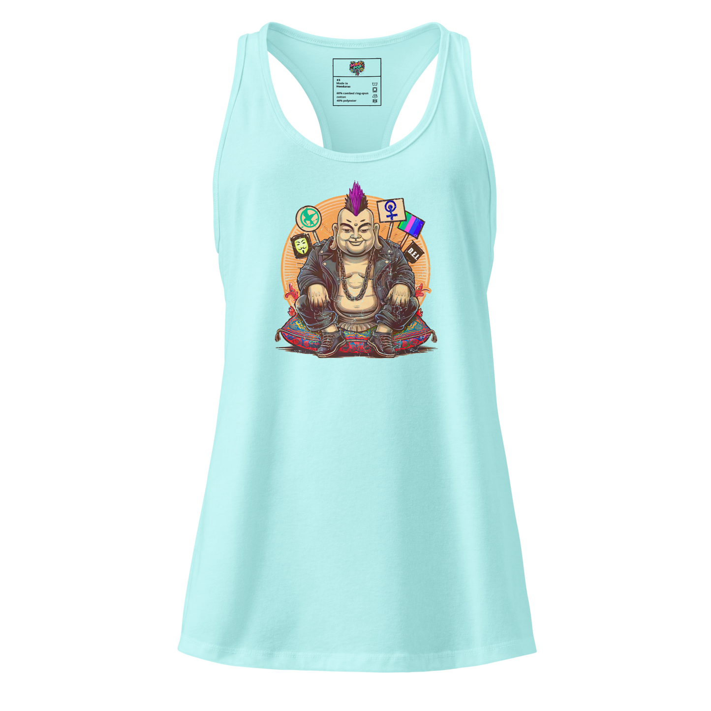 Enlightened Sit-In Punk Buddha fitted racerback tank top