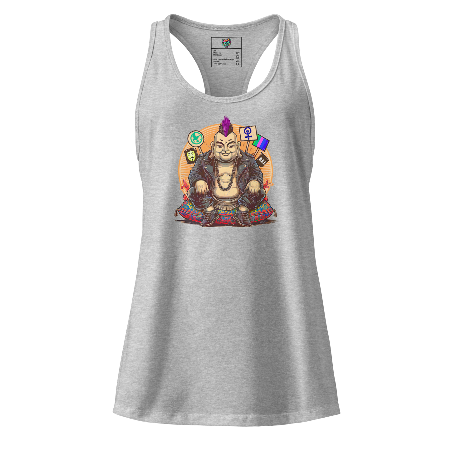Enlightened Sit-In Punk Buddha fitted racerback tank top