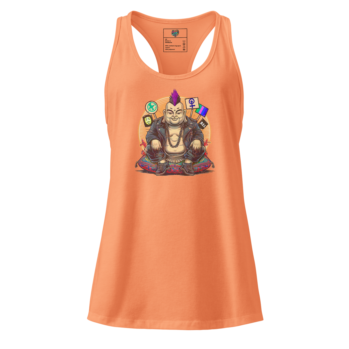 Enlightened Sit-In Punk Buddha fitted racerback tank top