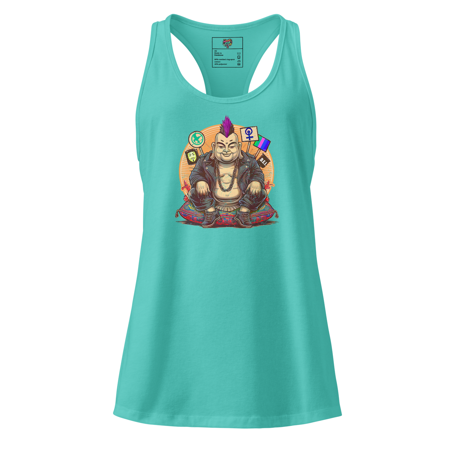 Enlightened Sit-In Punk Buddha fitted racerback tank top