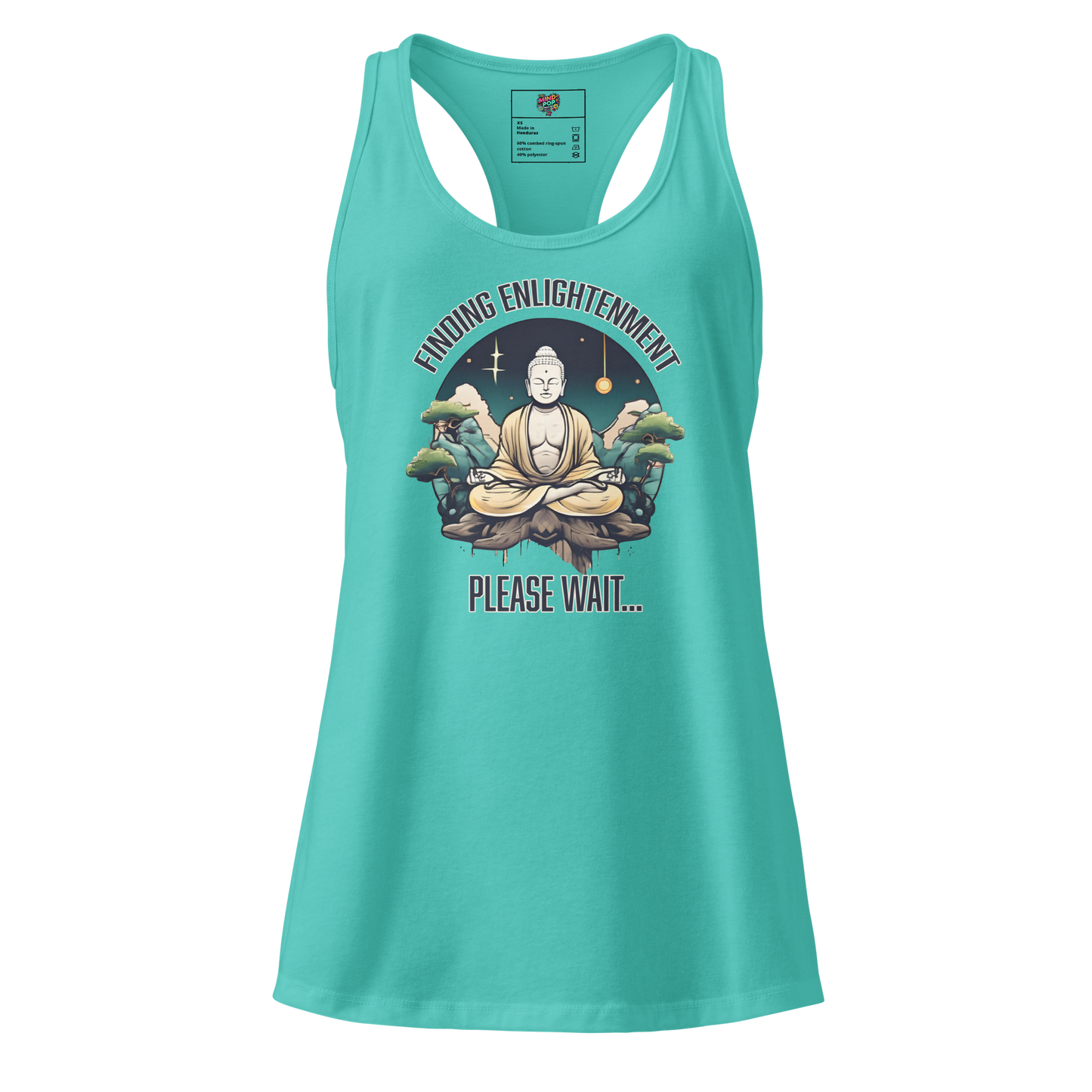 Finding Enlightenment (Buddha in Garden) fitted racerback tank top