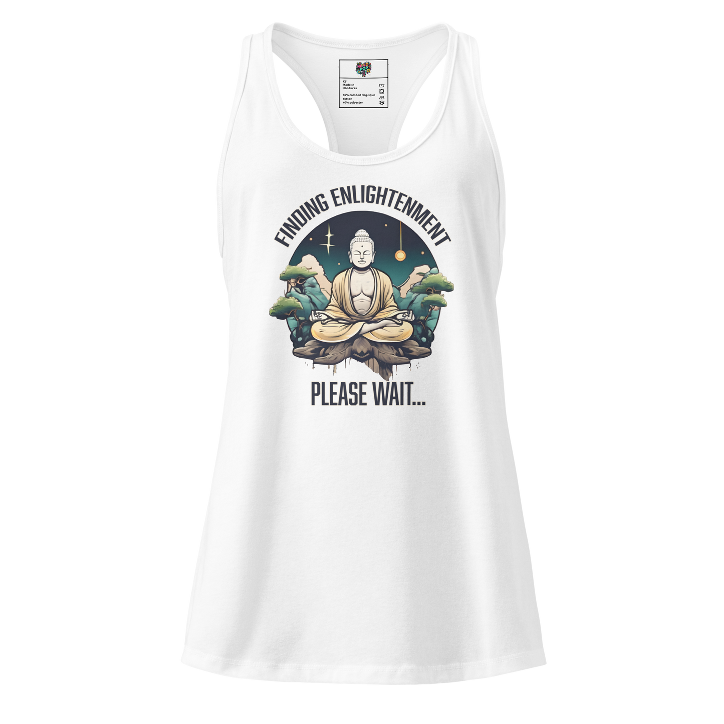 Finding Enlightenment (Buddha in Garden) fitted racerback tank top